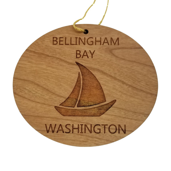 Bellingham Bay Washington Ornament - Handmade Wood Ornament - WA Souvenir Sailing Sailboat - Christmas Ornament 3 Inch
