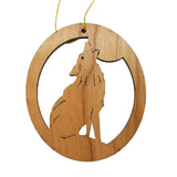 Yellowstone National Park Ornament Howling Wolf Moon Handmade Wood Souvenir Made in USA Travel Gift 3 Inch Christmas