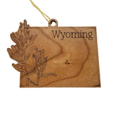 Wyoming Wood Ornament -  WY State Shape with State Flowers Indian Paintbrush - Handmade Wood Ornament Made in USA Christmas Decor