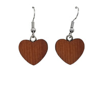 Redwood Earrings - Medium Heart Wood Earrings - California Redwood Dangle Earrings - CA Souvenir Keepsake - Anniversary Gift