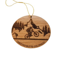 Crested Butte CO Ornament - Mountain Biking Bicycling Bike Handmade Wood Ornament - Colorado Souvenir - Christmas Travel Gift