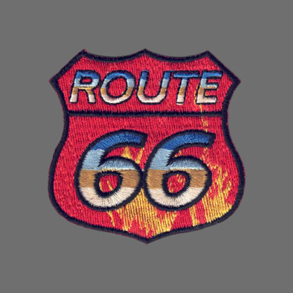 ROUTE 66 Fire Flames Shield Patch - 9596