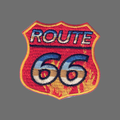 ROUTE 66 Fire Flames Shield Patch - 9596