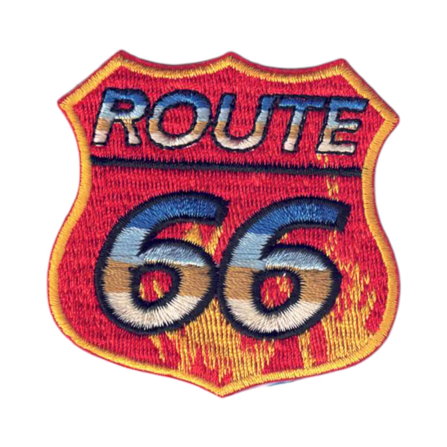 ROUTE 66 Fire Flames Shield Patch - 9596