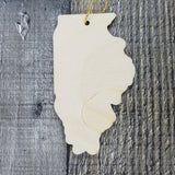 Illinois Wood Ornament -  IL State Shape with State Motto - Handmade Wood Ornament Made in USA Christmas Decor