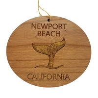 Newport Beach California Ornament - Handmade Wood Ornament - CA Whale Tail Whale Watching - Christmas Ornament 3 Inch