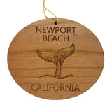 Newport Beach California Ornament - Handmade Wood Ornament - CA Whale Tail Whale Watching - Christmas Ornament 3 Inch