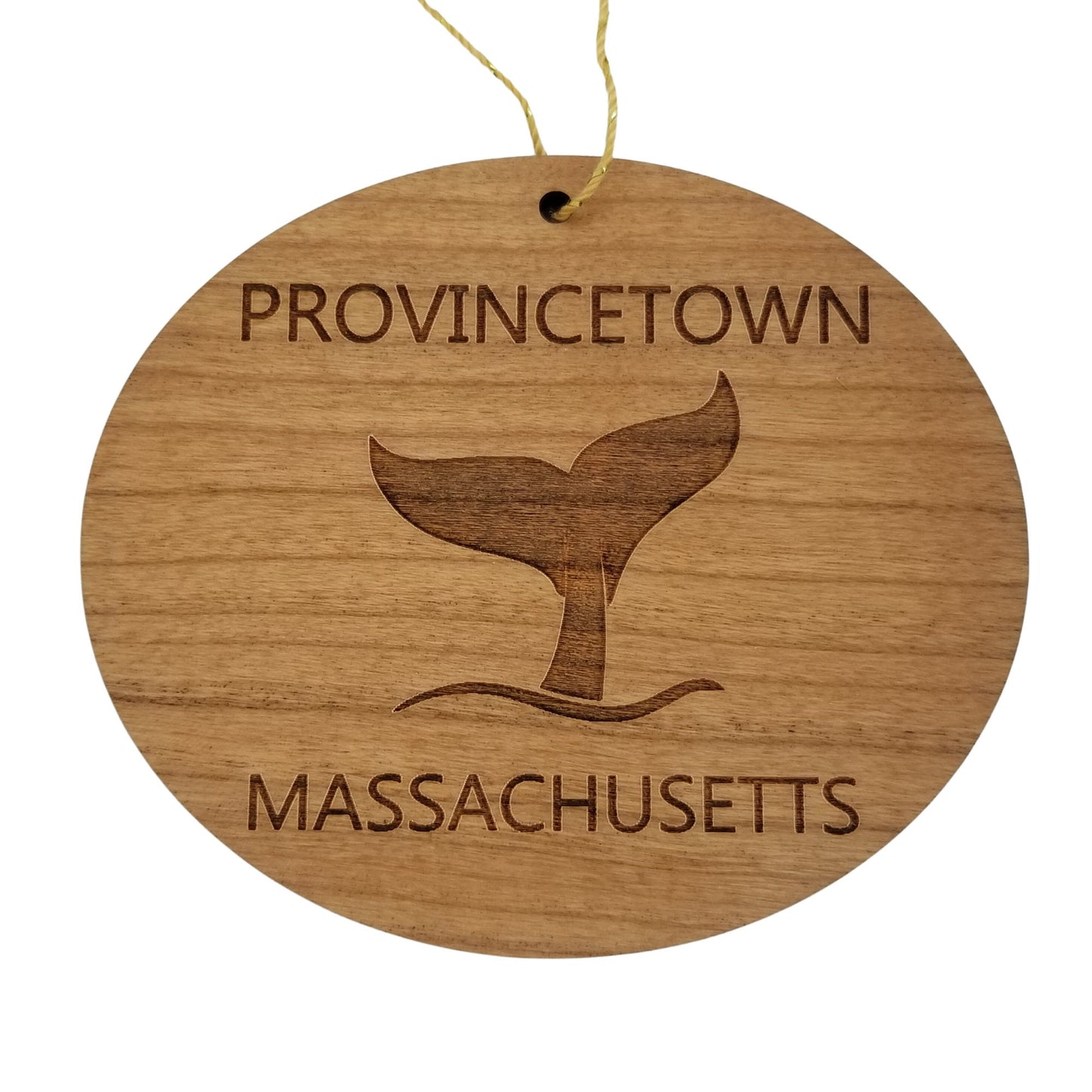 Provincetown Ornament - Handmade Wood Ornament - Massachusetts Whale Tail Whale Watching - MA Christmas Ornament 3 Inch