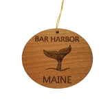 Bar Harbor Maine Ornament - Handmade Wood Ornament - ME Whale Tail Whale Watching - Christmas Ornament 3 Inch
