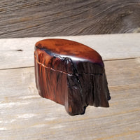Wood Ring Box Redwood Rustic Handmade California Storage Live Edge Mini #636 Birthday Gift Christmas Gift Mother's Day Gift