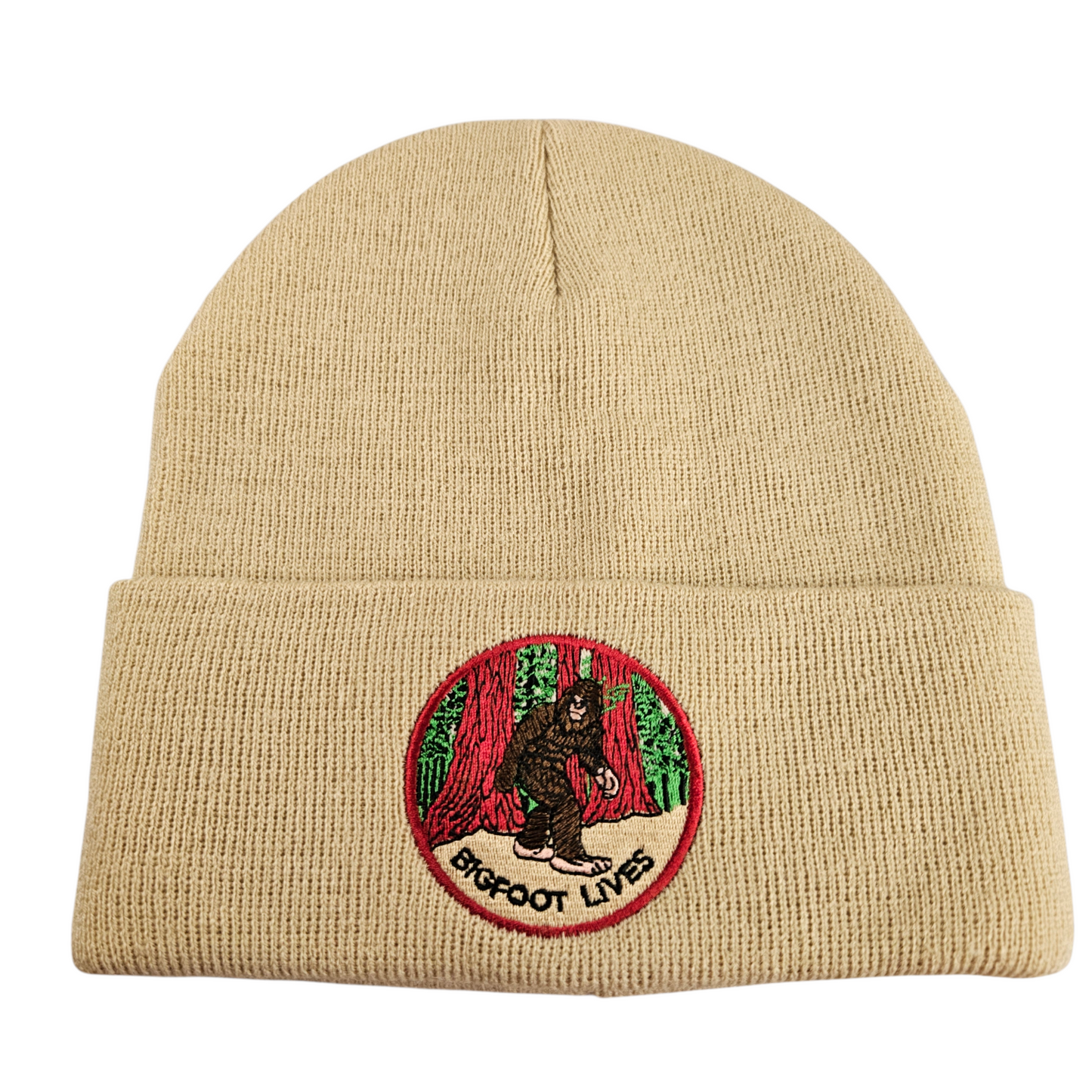 BIGFOOT LIVES Khaki Knit Beanie - B1026