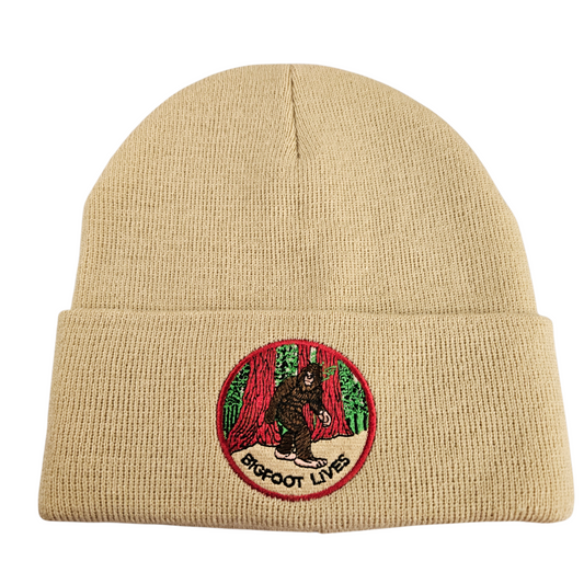 BIGFOOT LIVES Khaki Knit Beanie - B1026