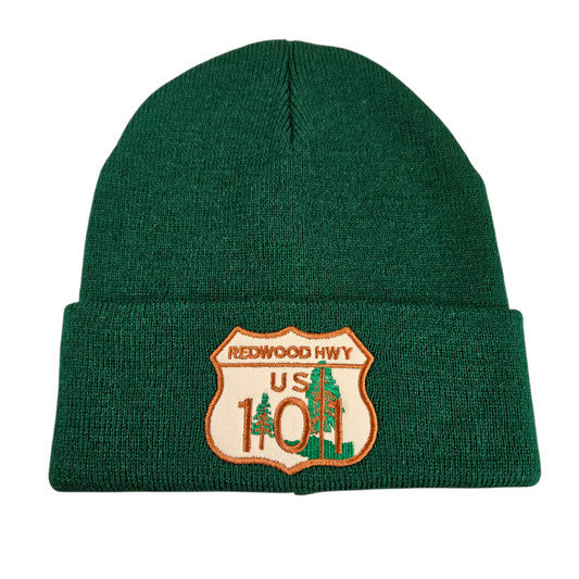 US 101 Redwood Hwy Dark Green Knit Beanie - B1028