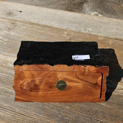 Handmade Wood Box with Redwood Tree Engraved Rustic Handmade Curly Wood #617