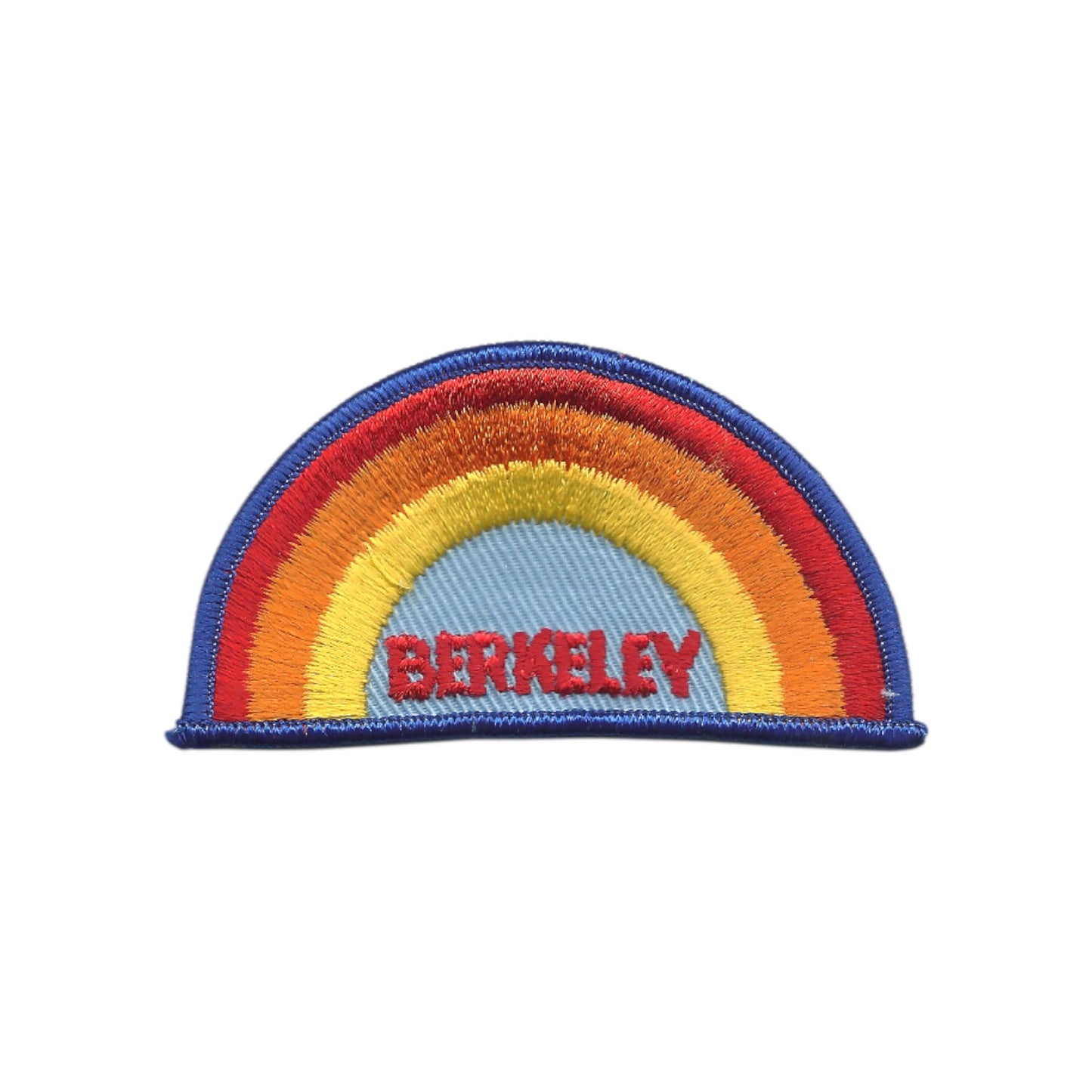Vintage Berkeley Rainbow with Dark Blue Border Embroidered Patch SEW On - BERKELEY-04DB