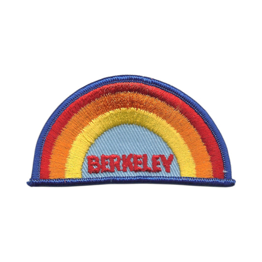 Vintage Berkeley Rainbow with Dark Blue Border Embroidered Patch SEW On - BERKELEY-04DB