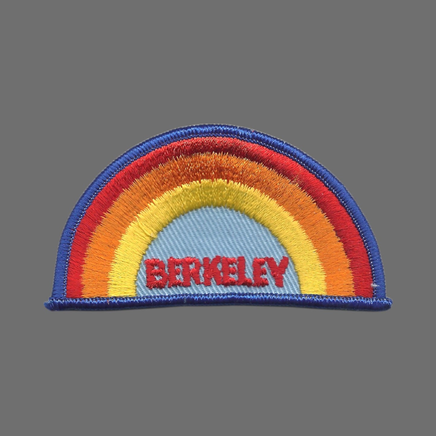 Vintage Berkeley Rainbow with Dark Blue Border Embroidered Patch SEW On - BERKELEY-04DB