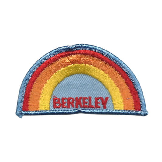 Vintage Berkeley Rainbow with Light Blue Border Embroidered Patch SEW On - BERKELEY-04LB