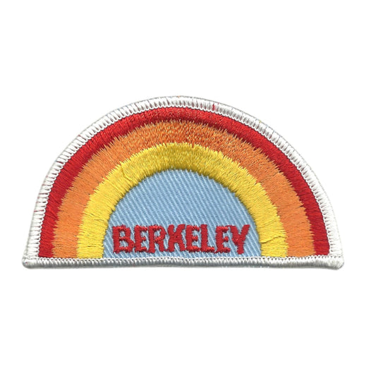 Vintage Berkeley Rainbow with White Border Embroidered Patch SEW On - BERKELEY-04WH