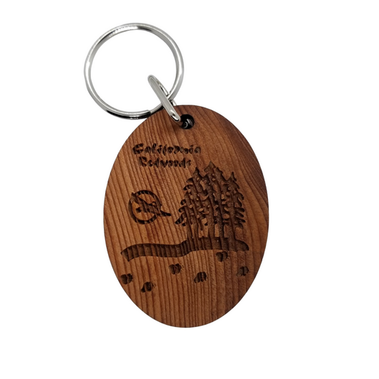 Eagle Trees Tracks Wood Keychain California Redwood Souvenir Travel Gift - 4085