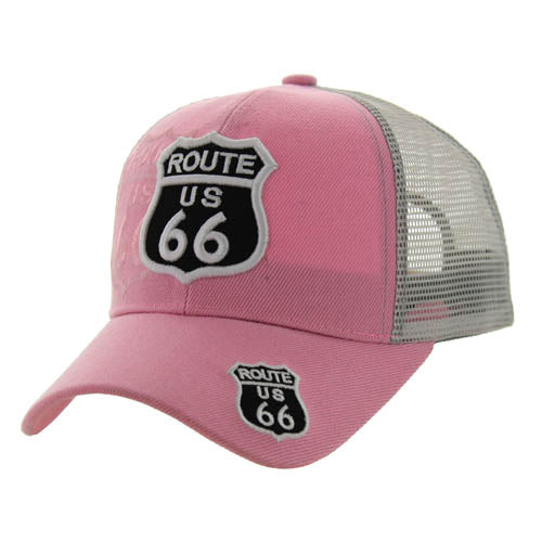 ROUTE 66 Shadow Trucker Mesh Pink and Gray Hat - H1049