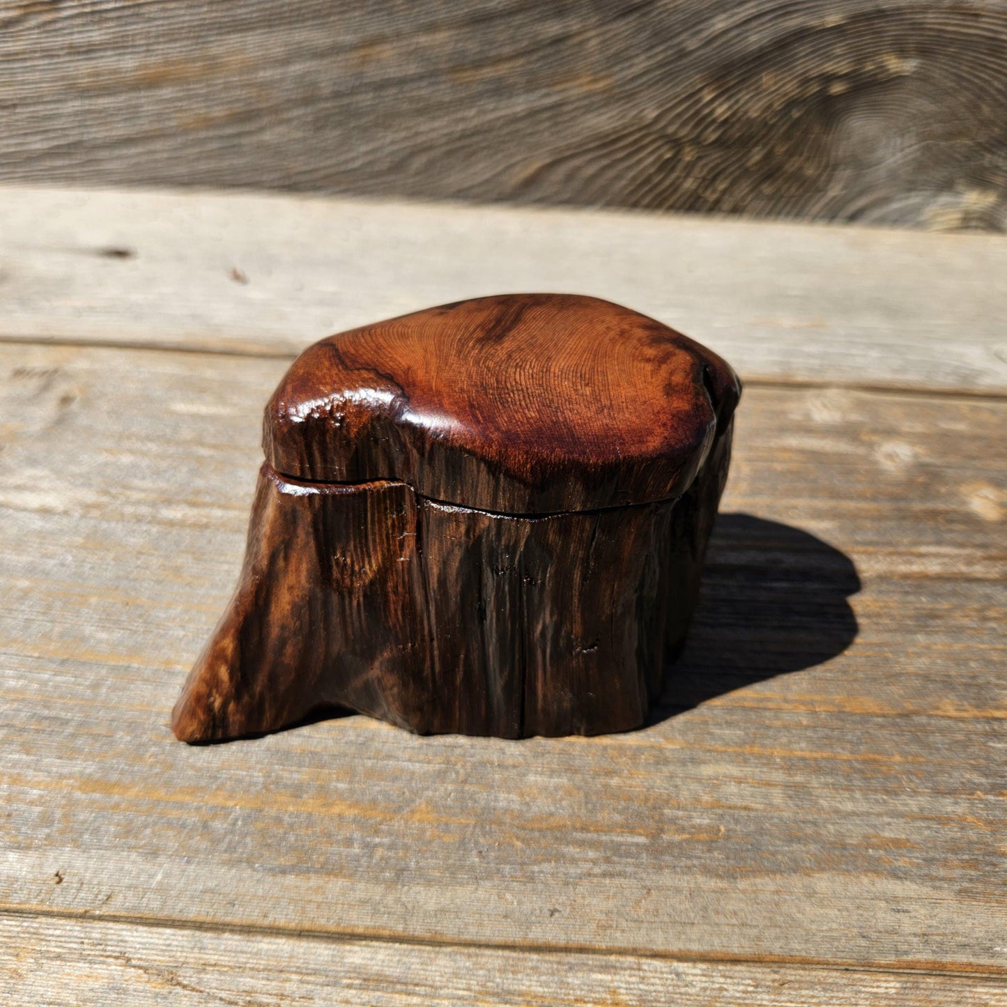 Wood Ring Box Redwood Rustic Handmade California #671 Storage Live Edge Gift