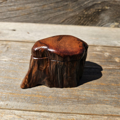 Wood Ring Box Redwood Rustic Handmade California #671 Storage Live Edge Gift