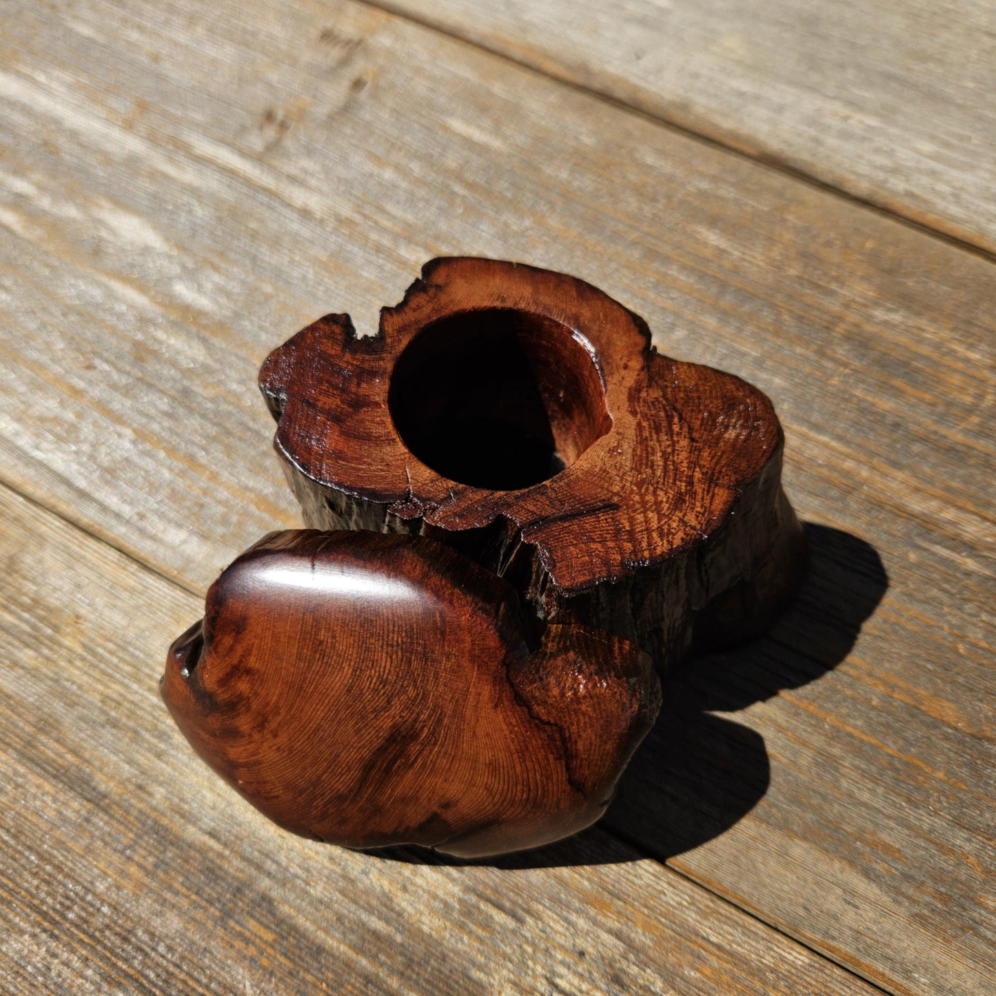 Wood Ring Box Redwood Rustic Handmade California #671 Storage Live Edge Gift