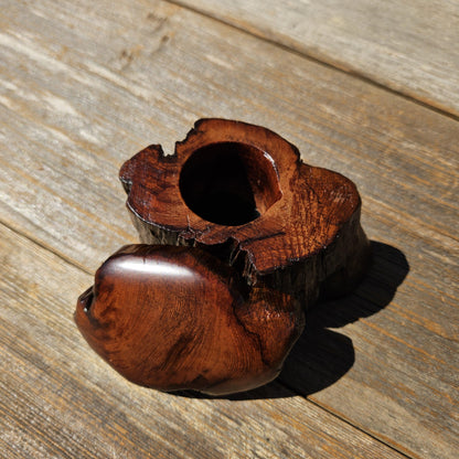 Wood Ring Box Redwood Rustic Handmade California #671 Storage Live Edge Gift