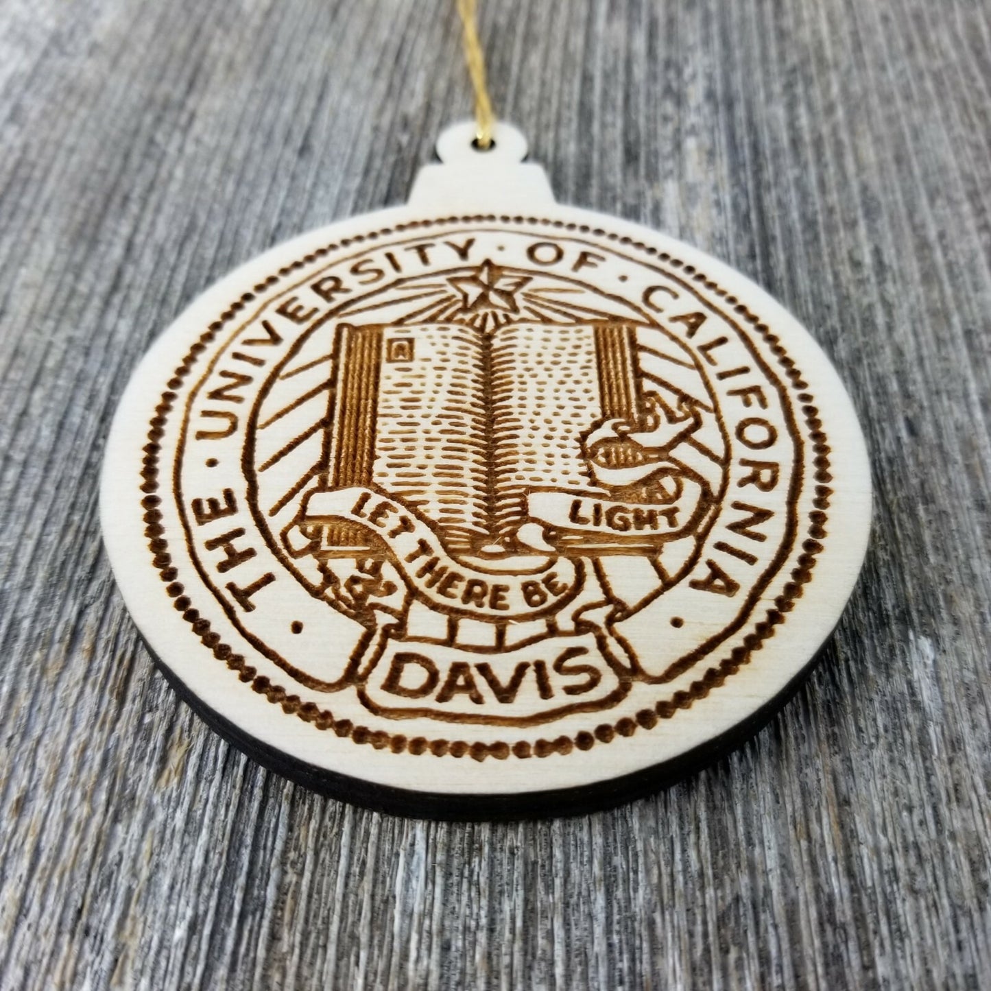 UC Davis Aggie California College Christmas Ornament Wood Engraved - 15814
