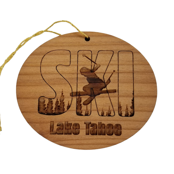 Wholesale Lake Tahoe SKI Skiing Ornament Wood Souvenir #O15361W (PKG of 12)