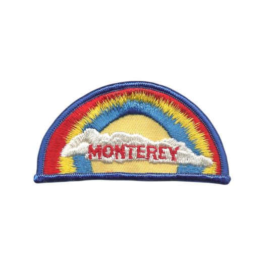MONTEREY Rainbow Cloud Souvenir Embroidered Patch VINTAGE SEW ON Dark Blue Border - MONTEREY-05