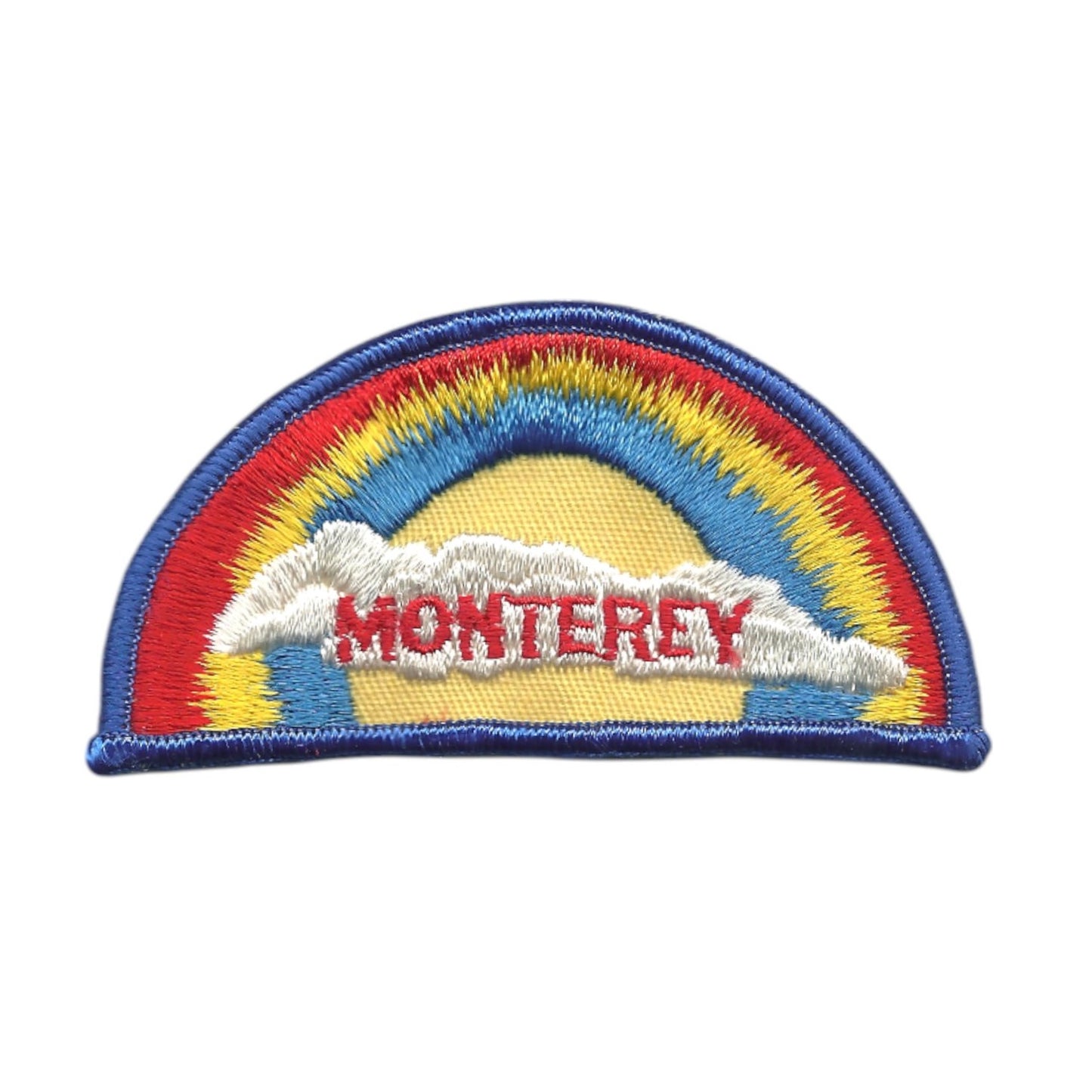 MONTEREY Rainbow Cloud Souvenir Embroidered Patch VINTAGE SEW ON Dark Blue Border - MONTEREY-05