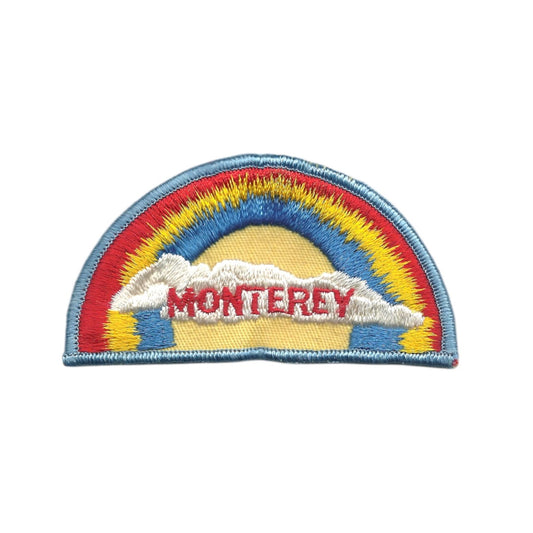 MONTEREY Rainbow Cloud Souvenir Embroidered Patch VINTAGE SEW ON Light Blue Border - MONTEREY-05