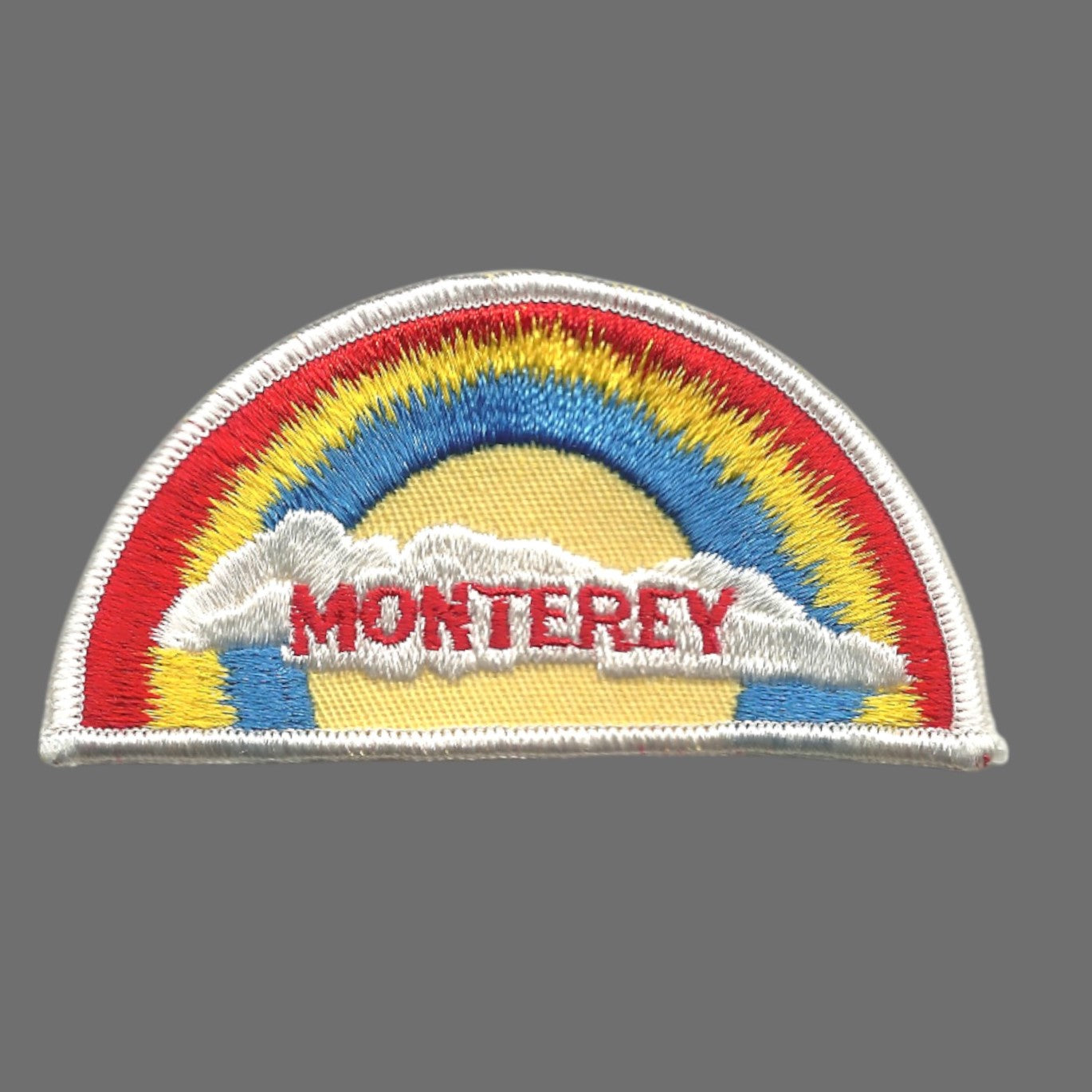 MONTEREY Rainbow Cloud Souvenir Embroidered Patch VINTAGE SEW ON White Border - MONTEREY-05