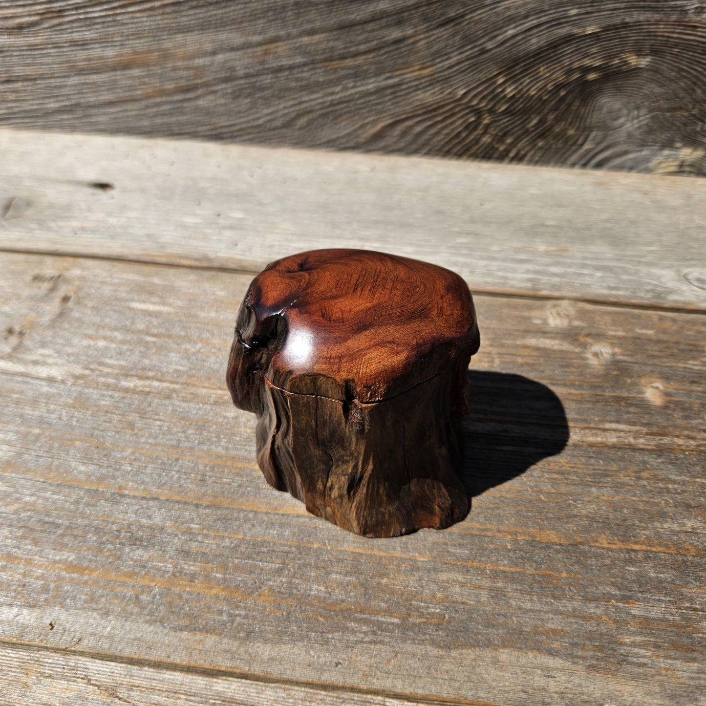Wood Ring Box Redwood Rustic Handmade California #662 Storage Live Edge Gift