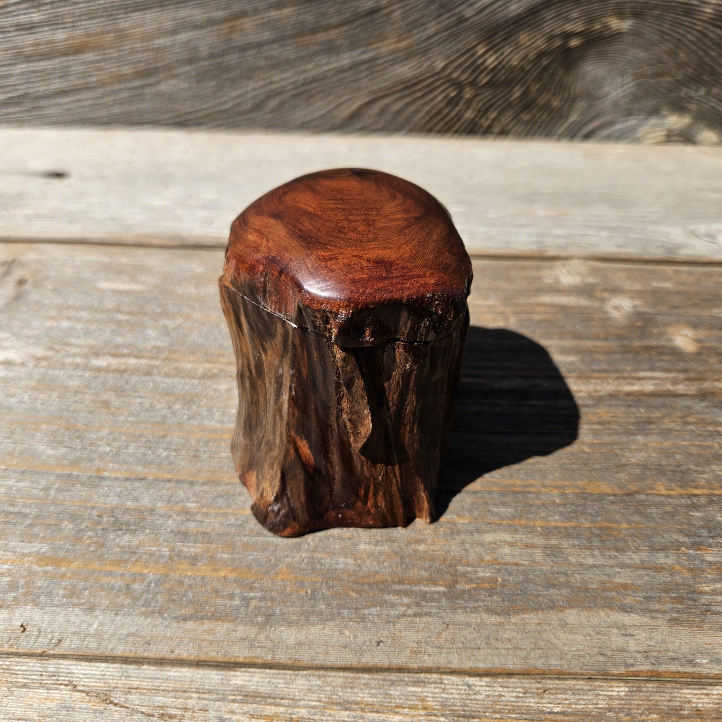 Wood Ring Box Redwood Rustic Handmade California #662 Storage Live Edge Gift