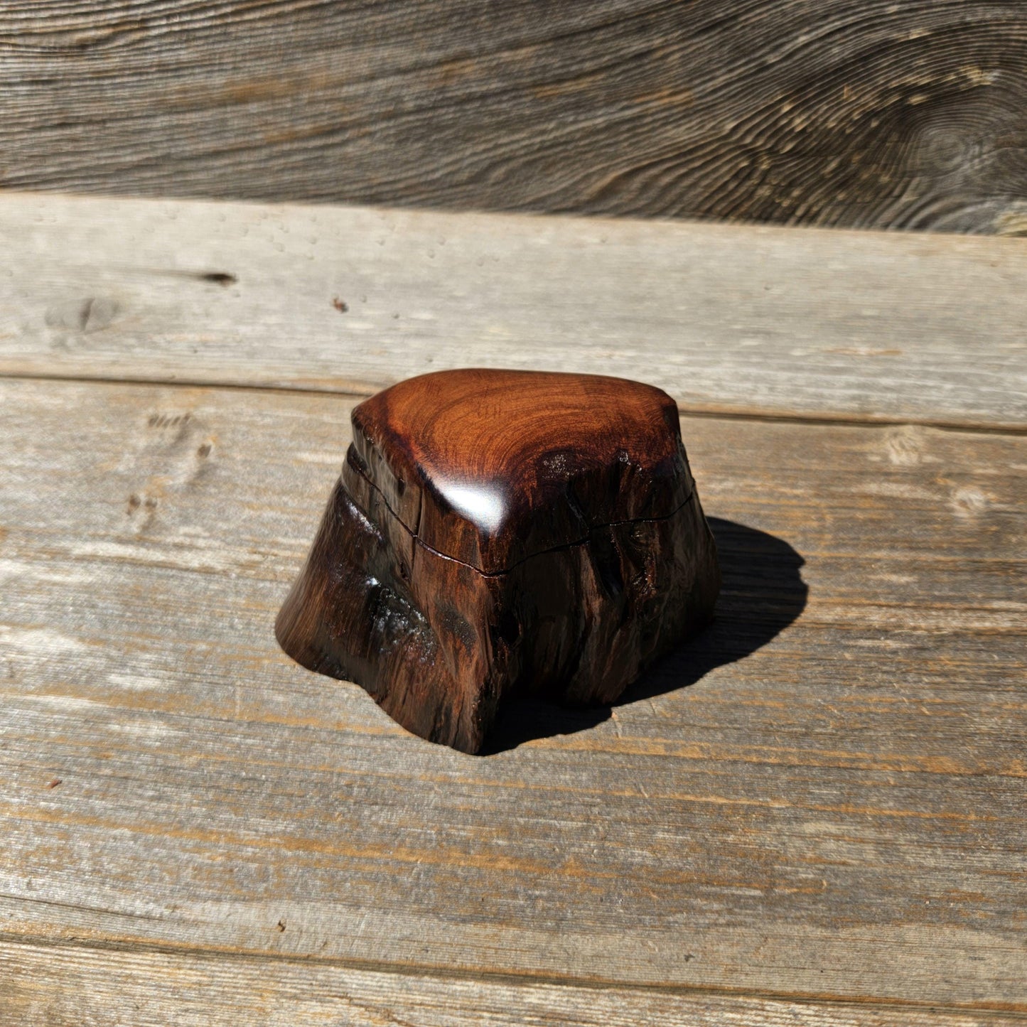 Wood Ring Box Redwood Rustic Handmade California #681 Storage Live Edge Gift