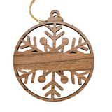 Snowflake Personalized Ornament Engraved with Custom Name Wood Ornament Handmade in the USA