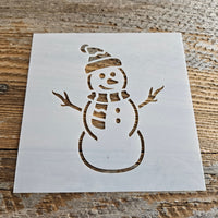Snowman Stencil Reusable Cookie Decorating Craft Painting Windows Signs Mylar Many Sizes Winter Snowman with Stocking Hat Stencil #121
