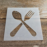 Fork and Spoon Stencil Reusable Cookie Decorating Craft Painting Windows Signs Mylar Many Sizes #125