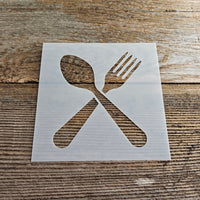 Fork and Spoon Stencil Reusable Cookie Decorating Craft Painting Windows Signs Mylar Many Sizes #125