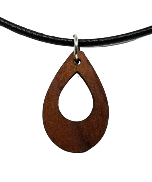 Teardrop Cutout Wood Necklace - CA Souvenir  Anniversary Gift -N3