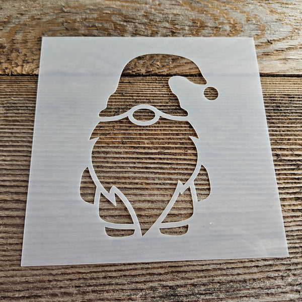 Gnome with Santa Hat Stencil Reusable Cookie Decorating Craft Painting Windows Signs Mylar Many Sizes Christmas Winter