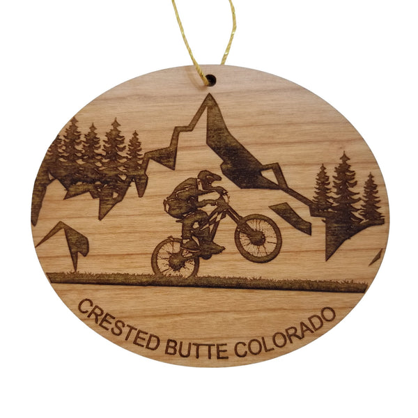 Crested Butte CO Ornament - Mountain Biking Bicycling Bike Handmade Wood Ornament - Colorado Souvenir - Christmas Travel Gift