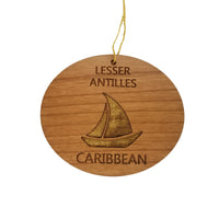 Lesser Antilles Caribbean Ornament - Handmade Wood Ornament - Souvenir Sailing Sailboat - Christmas Ornament 3 Inch
