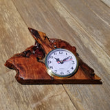 Redwood Wood Desk Clock Mantle Office #645  Gifts for Men Sitting Wood Shelf Retirement Gift Coworker Gift Corporate Gift