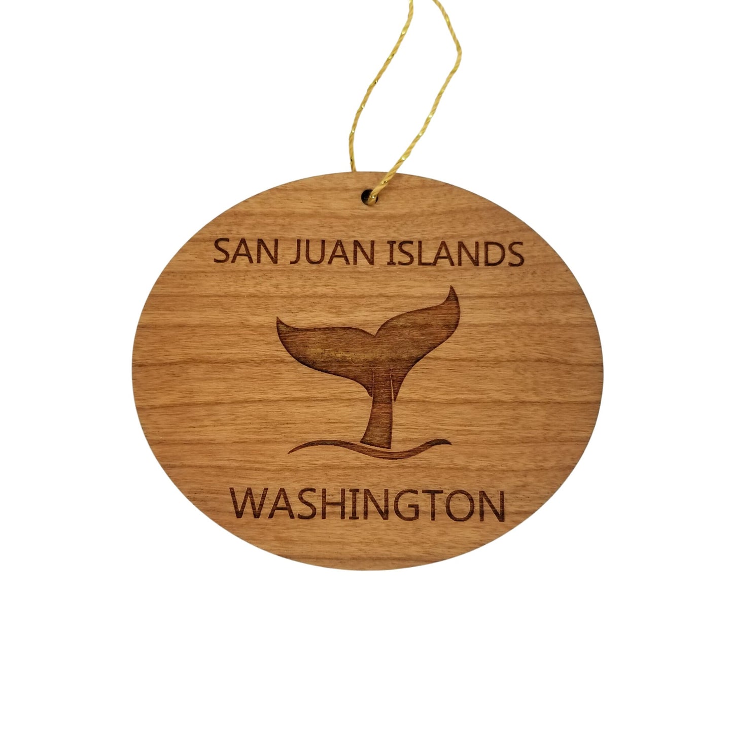 San Juan Islands Ornament - Handmade Wood Ornament - Washington WA Whale Tail Whale Watching - Christmas Ornament 3 Inch