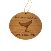San Juan Islands Ornament - Handmade Wood Ornament - Washington WA Whale Tail Whale Watching - Christmas Ornament 3 Inch