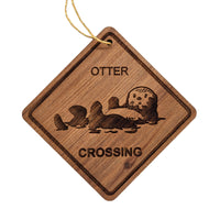 Otter Crossing Ornament - Otter Ornament - Wood Ornament Handmade in USA - Christmas Home Decor - Otter Gift Otter Lover Souvenir